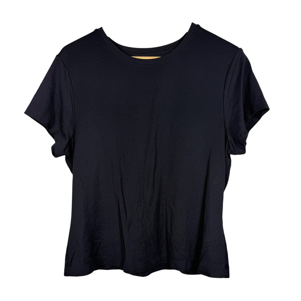 Adrienne Vittadini Ponte Top Womens XL Black‎ Short Sleeve Crew Neck Stretch Tee